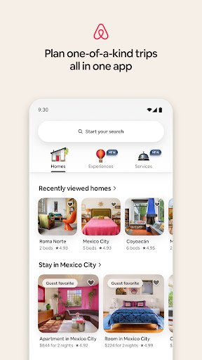 لقطة شاشة من تطبيق Airbnb