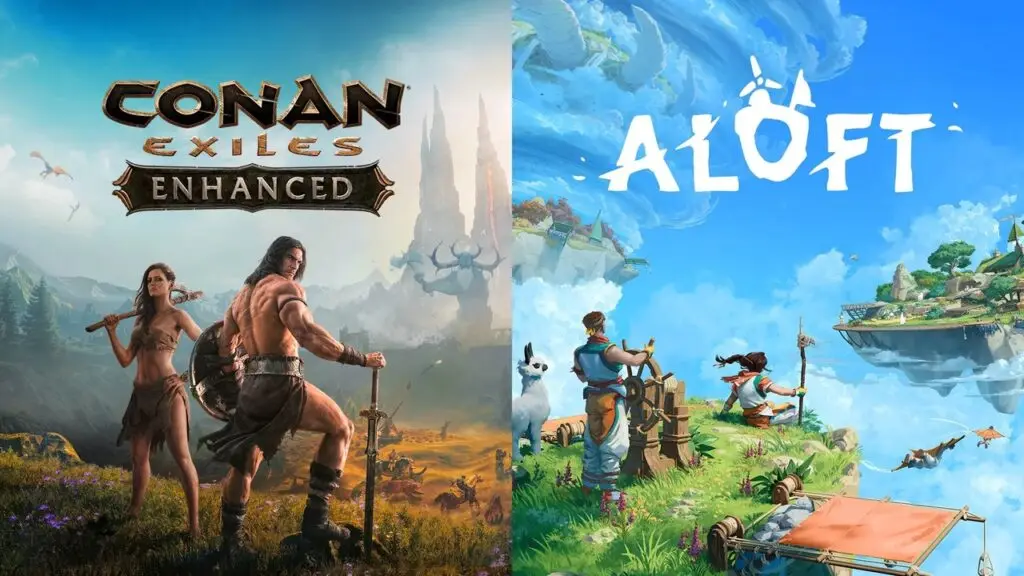 صورة دعائية تدمج لوجوهات لعبتي Conan Exiles Enhanced وAloft القادمتين