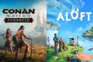 صورة دعائية تدمج لوجوهات لعبتي Conan Exiles Enhanced وAloft القادمتين