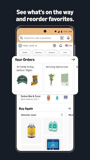 لقطة شاشة من تطبيق Amazon Shopping