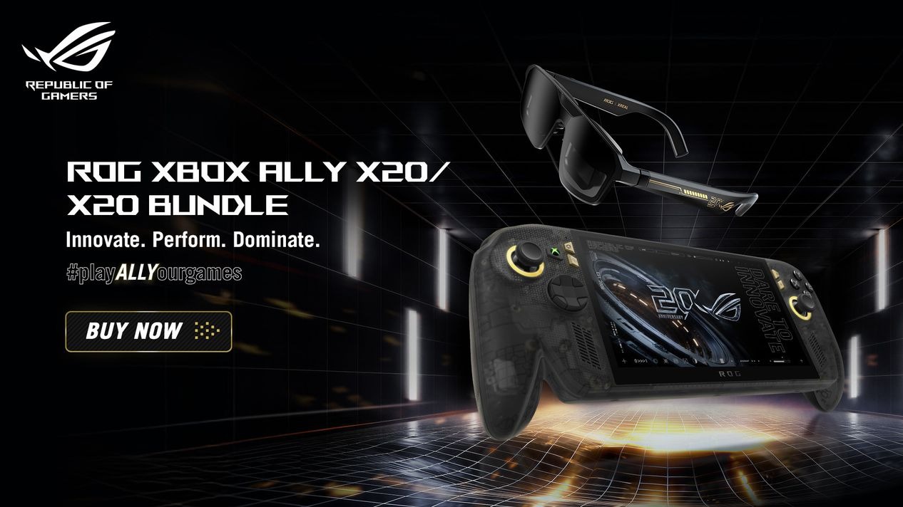 صورة تسويقية رسمية لجهاز ROG XBOX Ally X20 وملحقاته