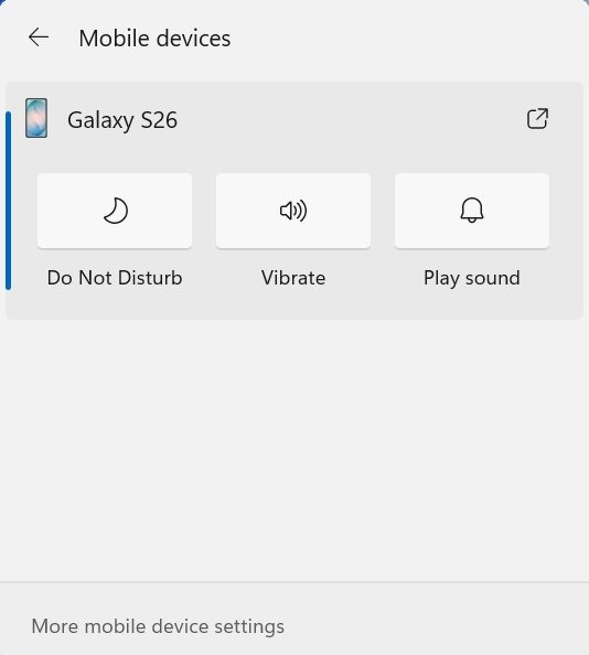 واجهة إعدادات الأجهزة المحمولة المتصلة بنظام Windows 11