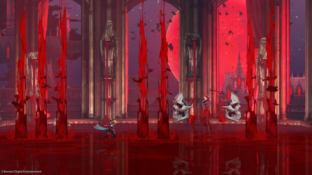 مشهد قتالي دموي داخل قلعة مرعبة في لعبة Castlevania Belmonts Curse