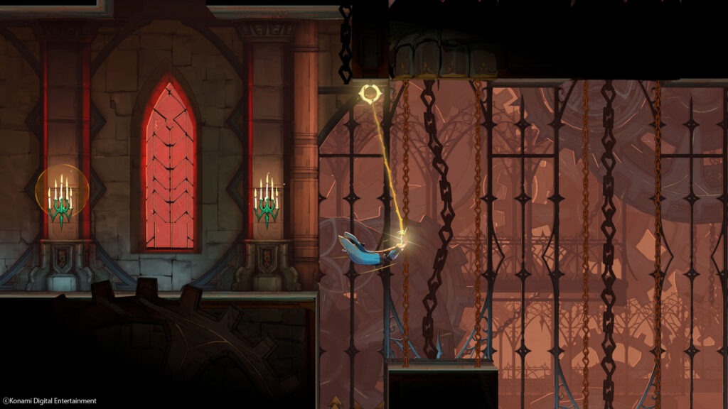لقطة شاشة من داخل لعبة Castlevania Belmonts Curse تظهر تفاصيل الأسلوب الفني