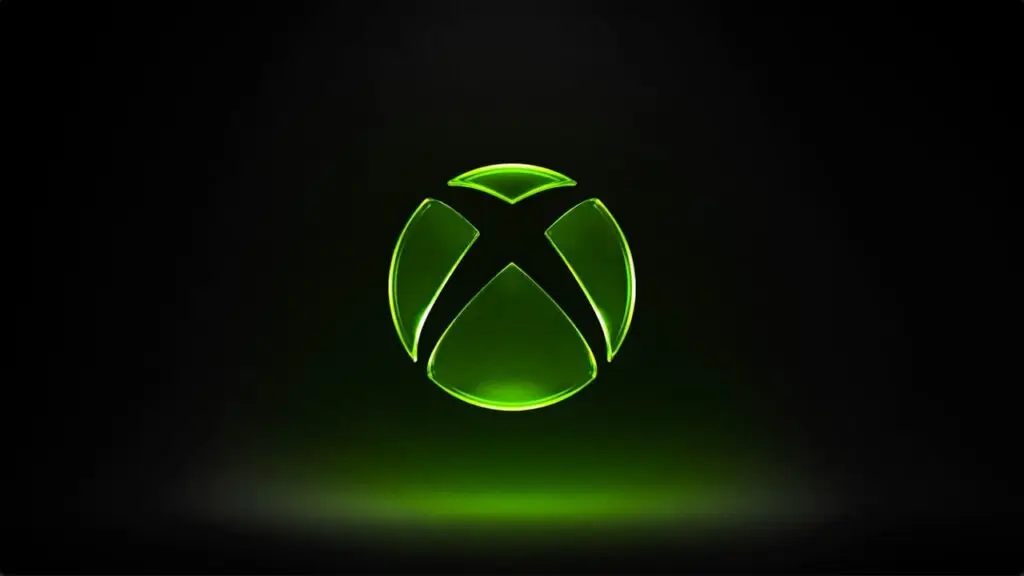 شعار XBOX الأخضر البارز على خلفية سوداء مظلمة