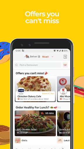 لقطة شاشة من تطبيق elmenus Discover & Order food