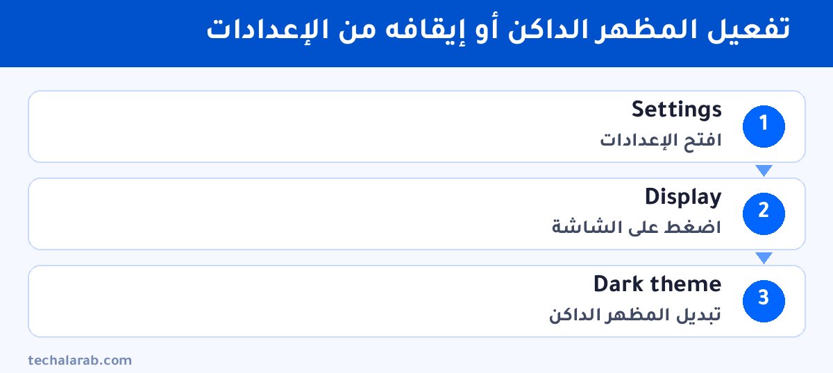 خطوات تفعيل المظهر الداكن أو إيقافه من الإعدادات