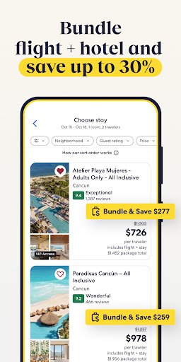 لقطة شاشة من تطبيق Expedia