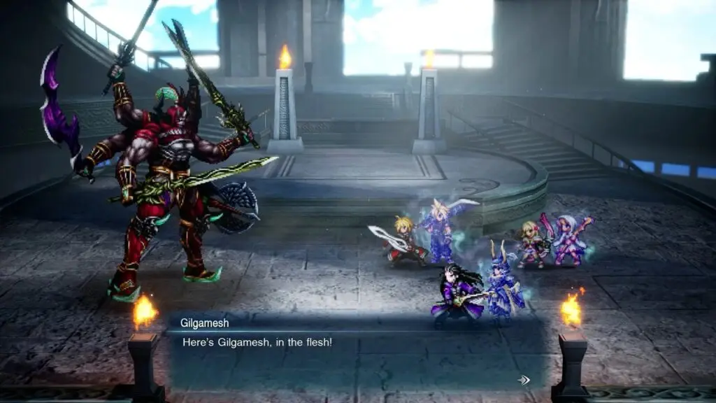 لقطة من داخل لعبة Final Fantasy Resonance تظهر مواجهة قتالية
