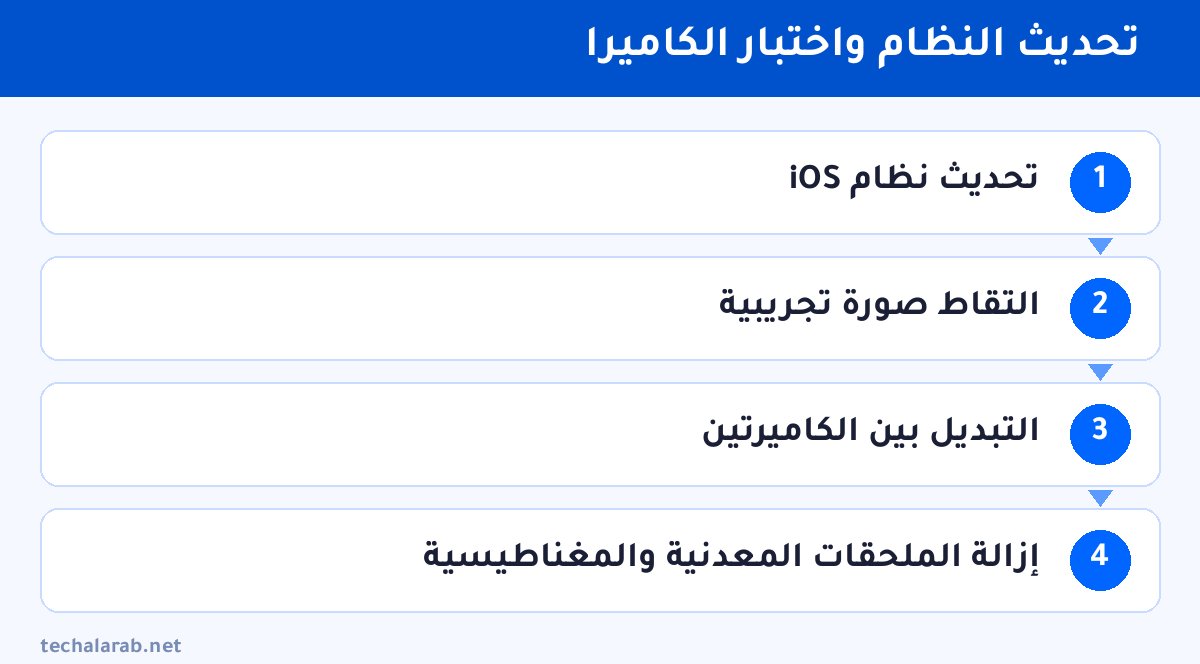خطوات تحديث النظام واختبار الكاميرا