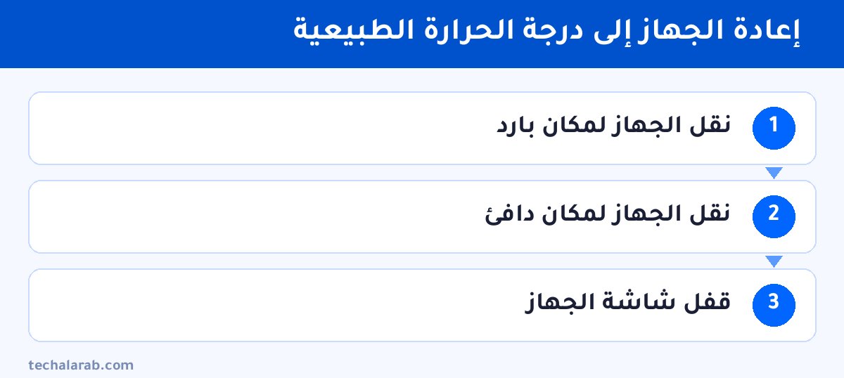 خطوات إعادة الجهاز إلى درجة الحرارة الطبيعية