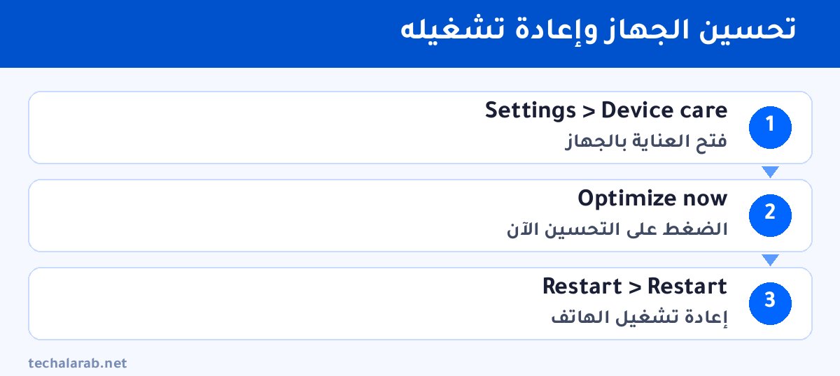 خطوات تحسين الجهاز وإعادة تشغيله