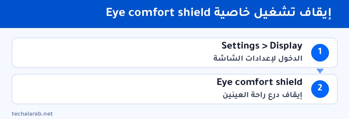 خطوات إيقاف تشغيل خاصية Eye comfort shield