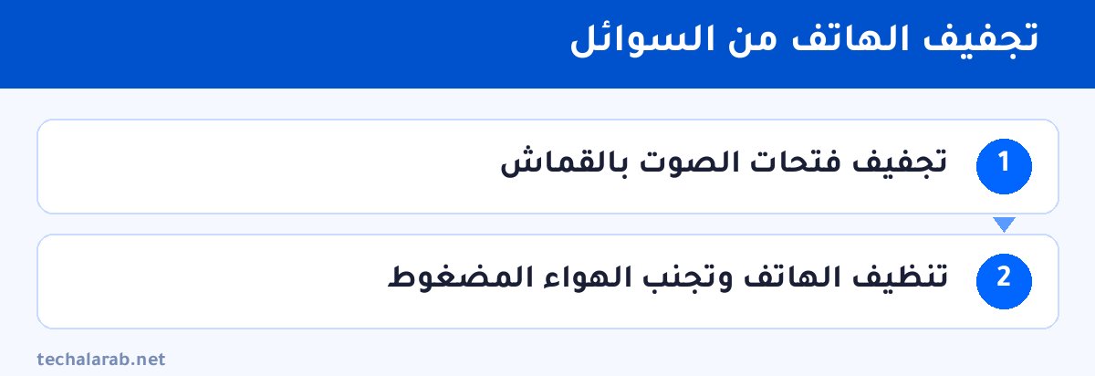 خطوات تجفيف الهاتف من السوائل