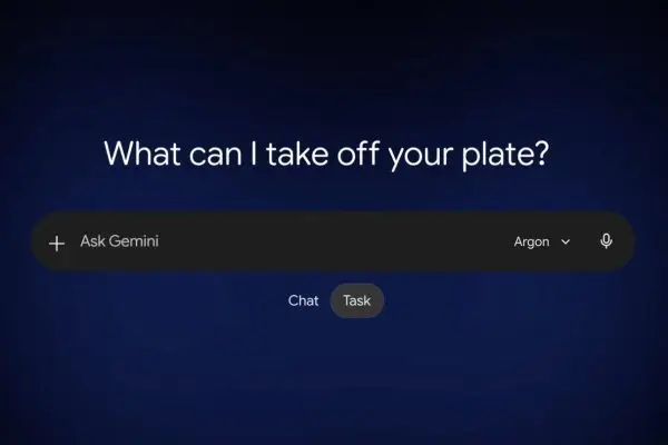 واجهة تطبيق Gemini مع خيار Gemini 4 Argon