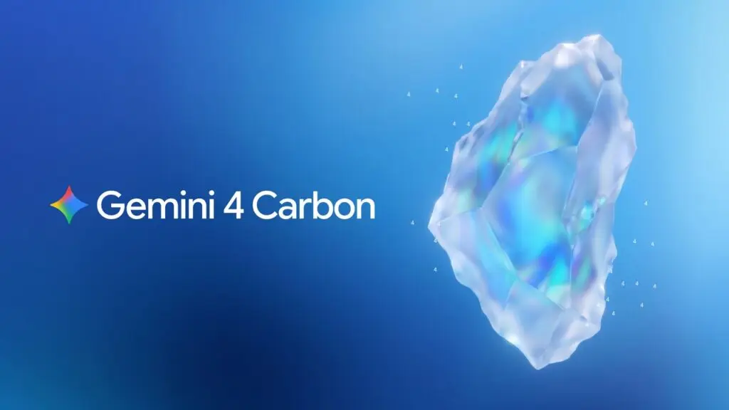 شعار نموذج الذكاء الاصطناعي الجديد Gemini 4 Carbon مع تصميم ترويجي