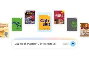 مجموعة من الكتب الدراسية مع واجهة تفاعلية لـ Gemini Notebook
