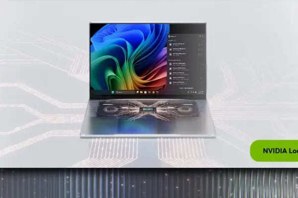 جهاز حاسوب محمول يعرض تقنية NVIDIA RTX Spark وتطبيقات الذكاء الاصطناعي