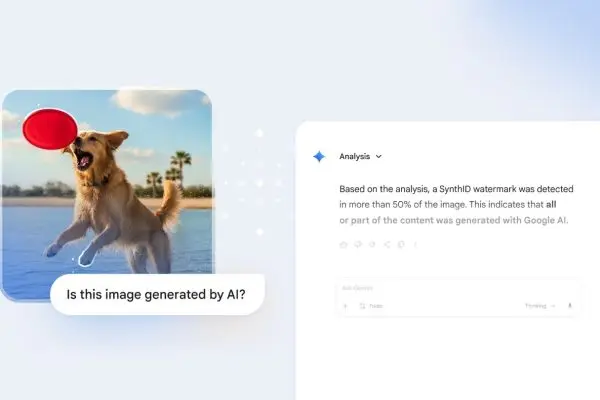واجهة توضح تحليل واكتشاف العلامة المائية لـ Google SynthID