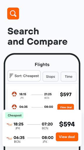 لقطة شاشة من تطبيق KAYAK