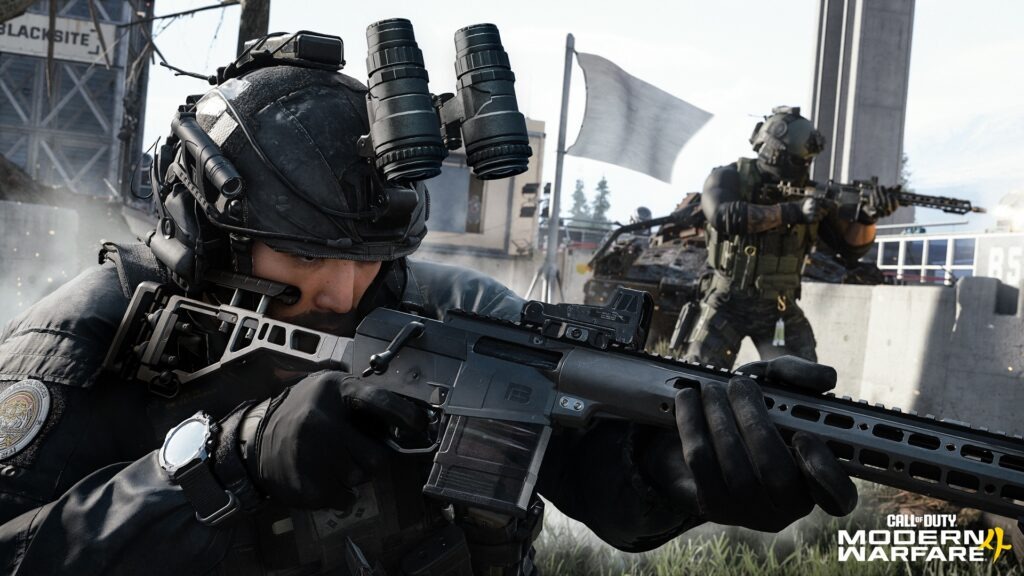 صورة ترويجية من لعبة Call of Duty: Modern Warfare تظهر جنوداً في معركة