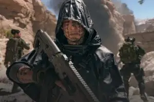 صورة رسمية لشخصية من لعبة Modern Warfare 4 مع سلاح