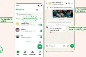 لقطات شاشة توضح ميزات وتحديثات WhatsApp الجديدة لتسهيل إدارة المجموعات