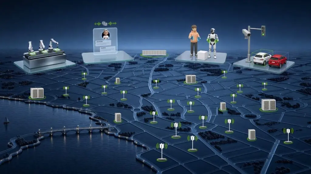 رسم توضيحي لشبكات الاتصالات ومنصات الذكاء الاصطناعي من NVIDIA وNokia