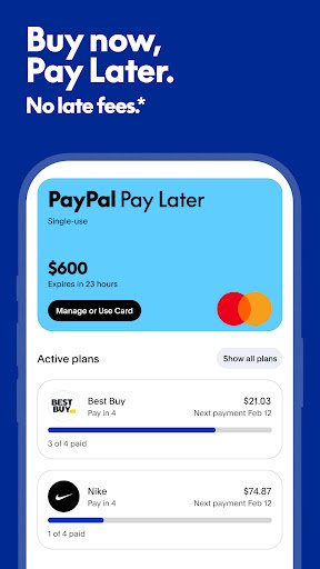 لقطة شاشة من تطبيق PayPal