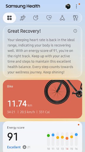 لقطة شاشة من تطبيق Samsung Health
