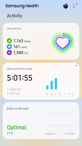 لقطة شاشة من تطبيق Samsung Health