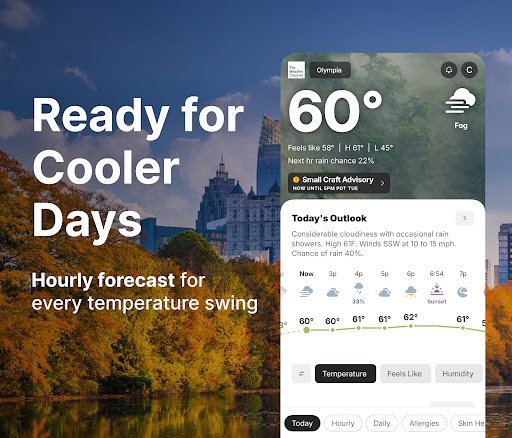 لقطة شاشة من تطبيق The Weather Channel