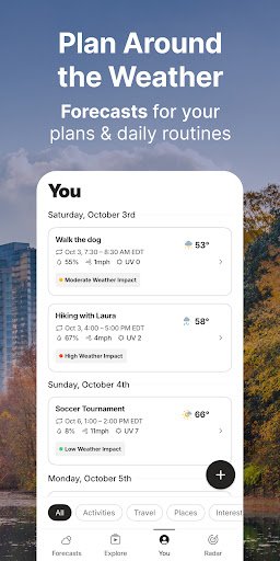 لقطة شاشة من تطبيق The Weather Channel