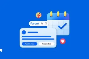 تصميم توضيحي لأدوات إدارة المجموعات والجدولة في تطبيق Forum