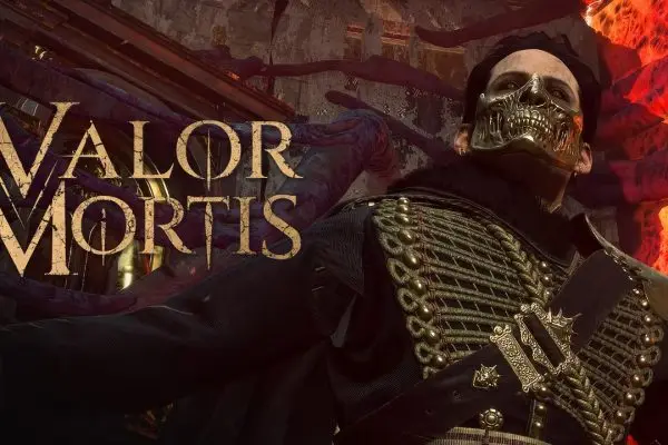 شخصية ترتدي قناعاً ذهبياً في لعبة Valor Mortis المظلمة