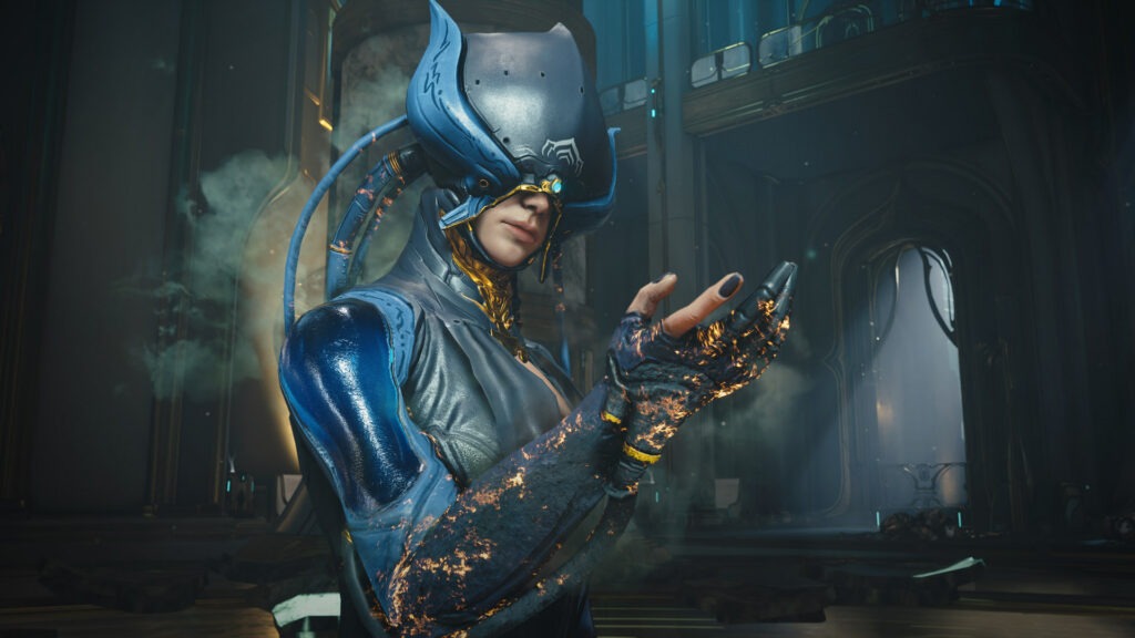 لقطة شاشة من داخل لعبة Warframe توضح إحدى الشخصيات