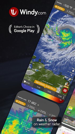 لقطة شاشة من تطبيق Windy.com